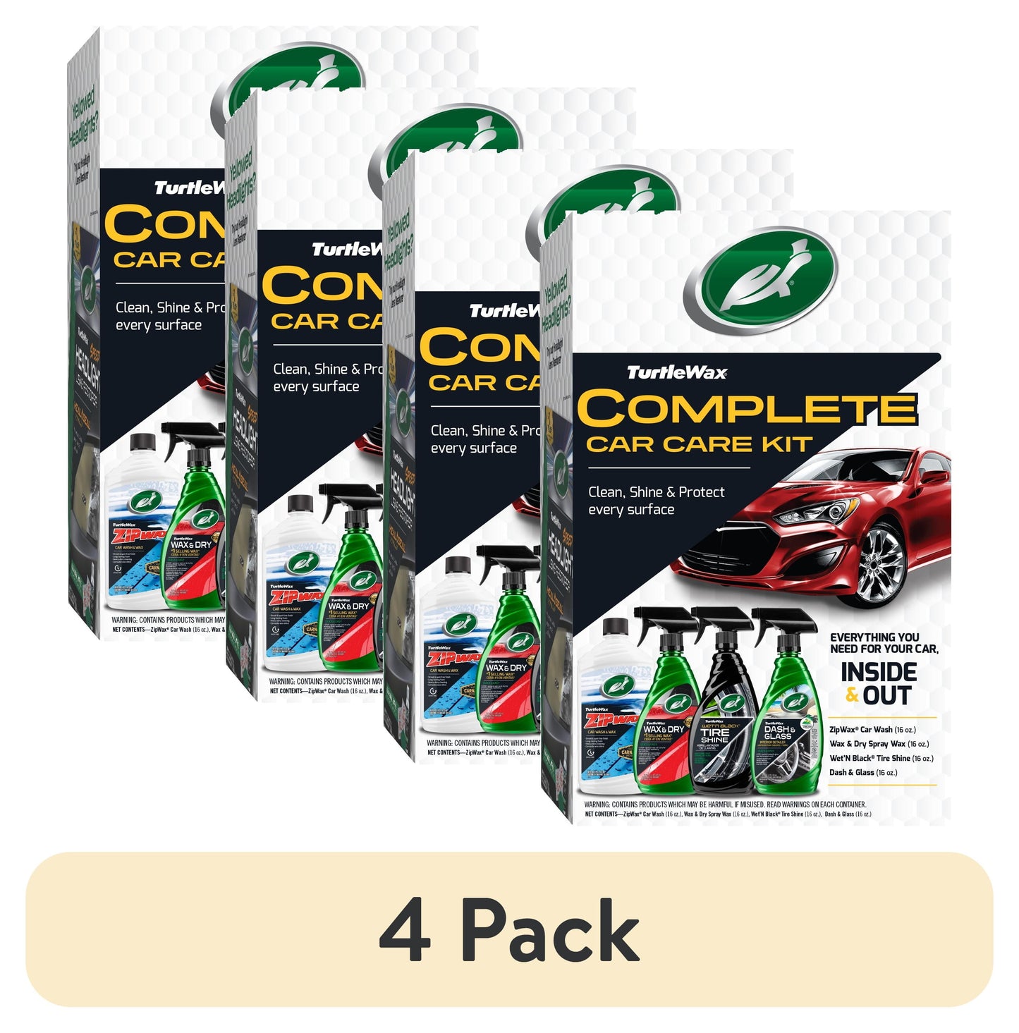 (4 Pack)  Complete Car Care 4 Piece Kit, 53834